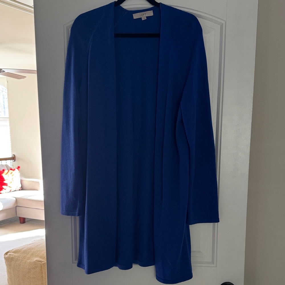 LOFT Royal Blue Open Front Cardigan